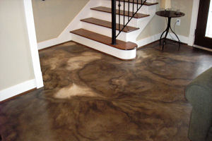 Unique concrete acid staining in a home
