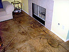 Acid Stained concrete with diagonal scoring by Surface Sysyetms of Texas