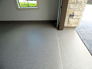 ColorFlake epoxy garage floor coating in Basalt color.