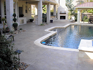 The TerraStone overlay system is perfect for refinishing a pool deck or patio area.