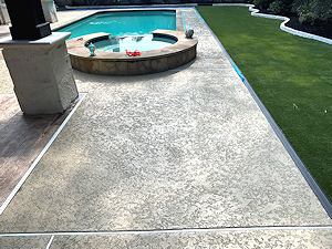 Slip-resistant TerraStone overlay has rejuvenated this pool deck area